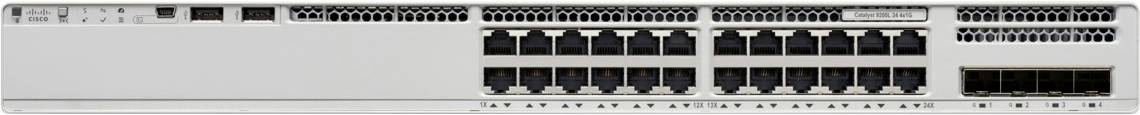 Ein Netzwerk-Switch mit mehreren Ethernet-Anschlüssen in Reihen angeordnet, geeignet für hochdichte Konnektivität in Rechenzentren oder Unternehmensnetzwerken.
