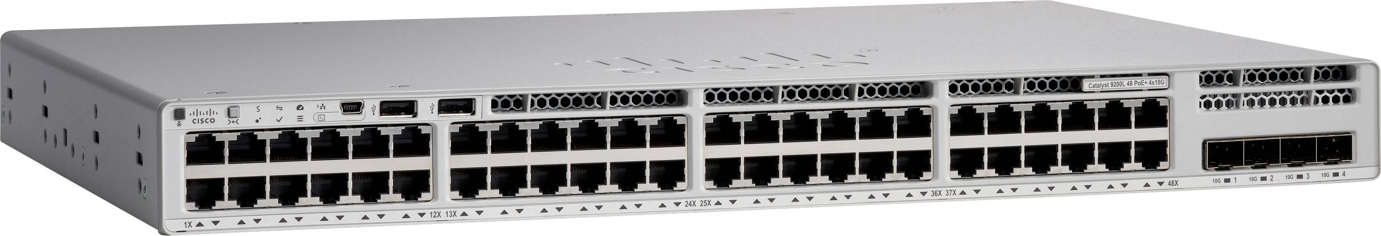 Ein Netzwerk-Switch mit 48 Ethernet-Ports und 4 Uplink-Ports, der zum Verbinden von Geräten in einem lokalen Netzwerk verwendet wird.