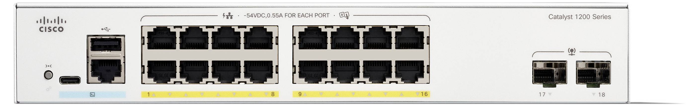 Cisco Catalyst 1200-16P-2G - Switch - L3 - Smart - 16 x 10/100/1000 (PoE+)