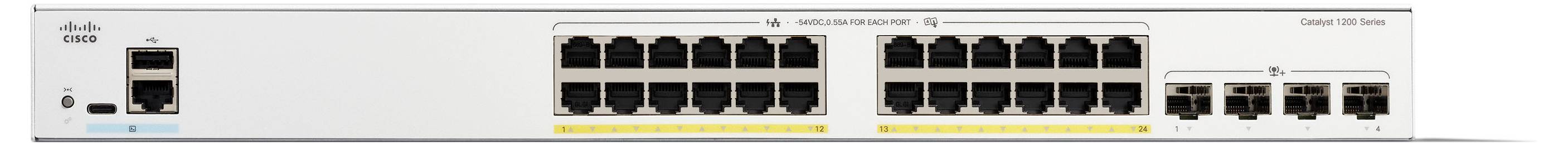Cisco Catalyst 1200-24FP-4X - Switch - L3 - Smart - 24 x 10/100/1000 (PoE+) - +