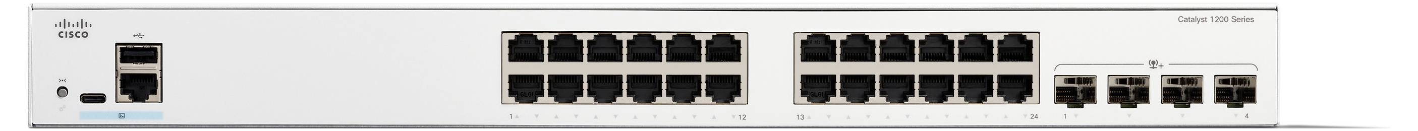 Netzwerk-Switch mit mehreren Ethernet-Anschlüssen und Glasfaserverbindungen, entwickelt für schnelle Datenverwaltung in Unternehmensumgebungen.