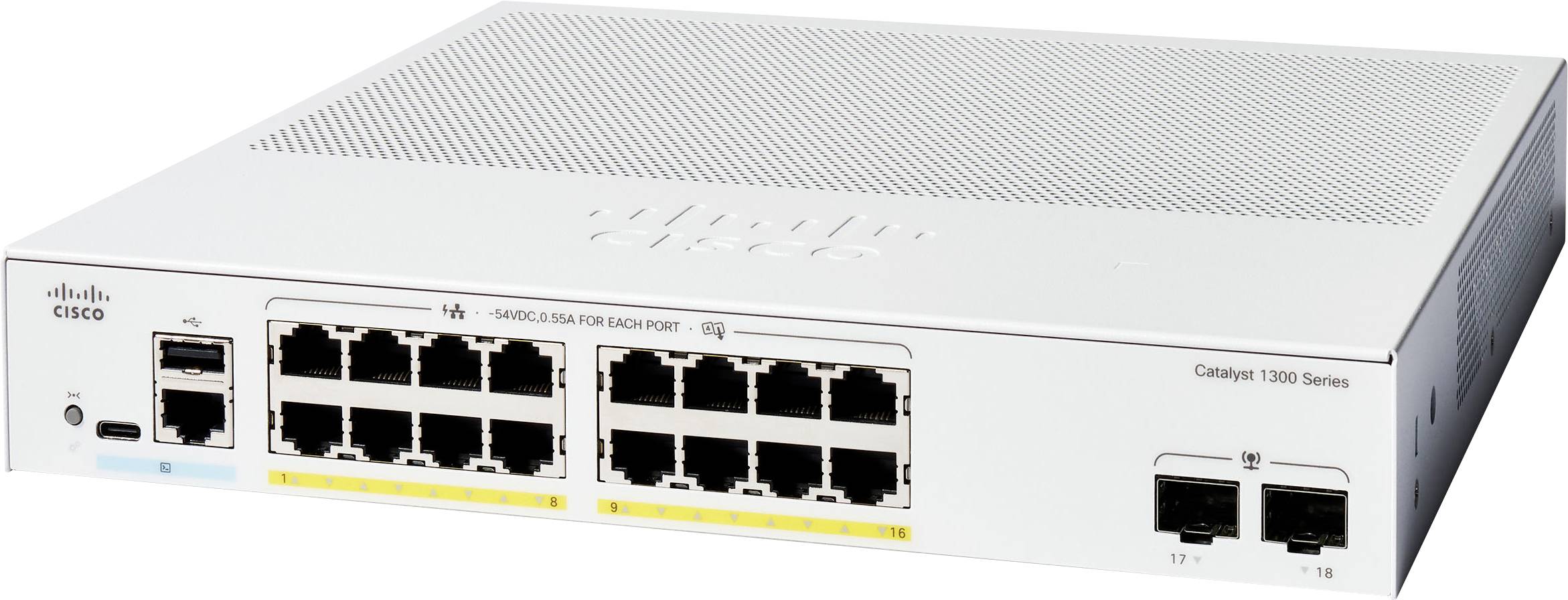 Cisco Catalyst 1300-16P-2G - Switch - L3 - managed - 16 x 10/100/1000 (PoE+)
