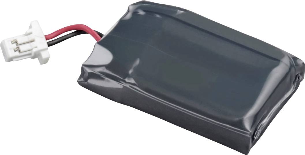 Ein kleines schwarzes rechteckiges Batteriefach mit roten und schwarzen Drähten, die mit einem weißen Kunststoffstecker verbunden sind.