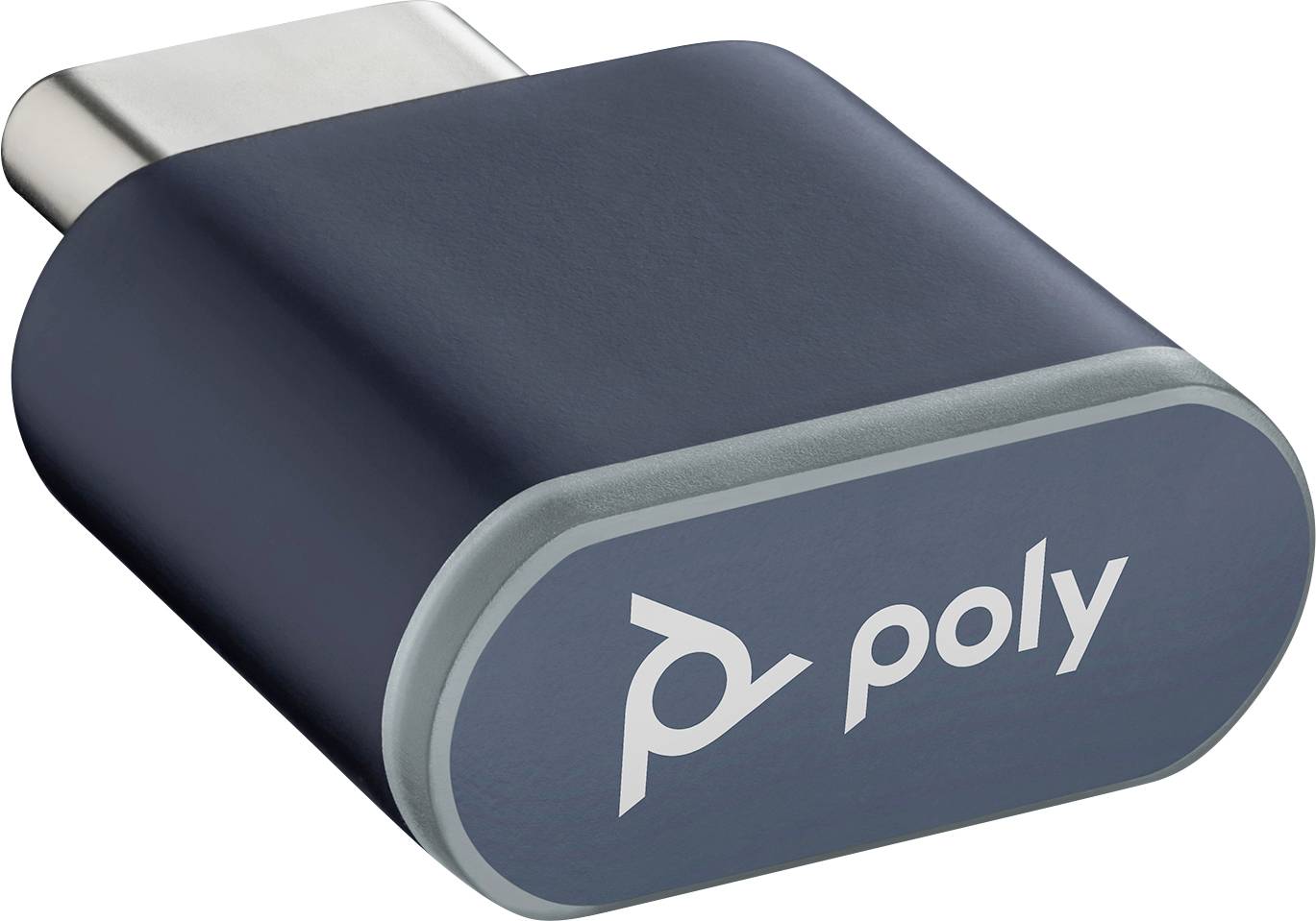Ein USB-C-Adapter mit dem Logo „poly