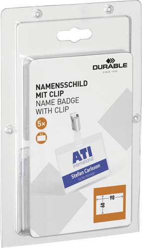 Durable 861219 Namensschild (B x H) 90 mm x 60 mm Clip 5 St.