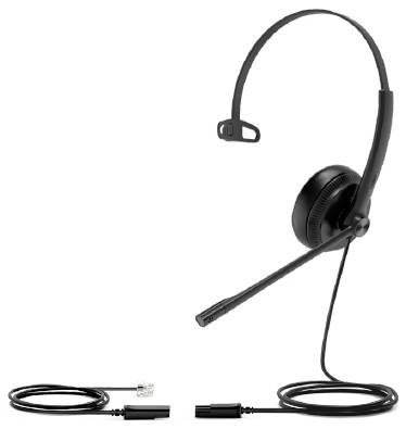 Yealink YHS34 Mono On Ear Headset kabelgebunden Schwarz Telefon