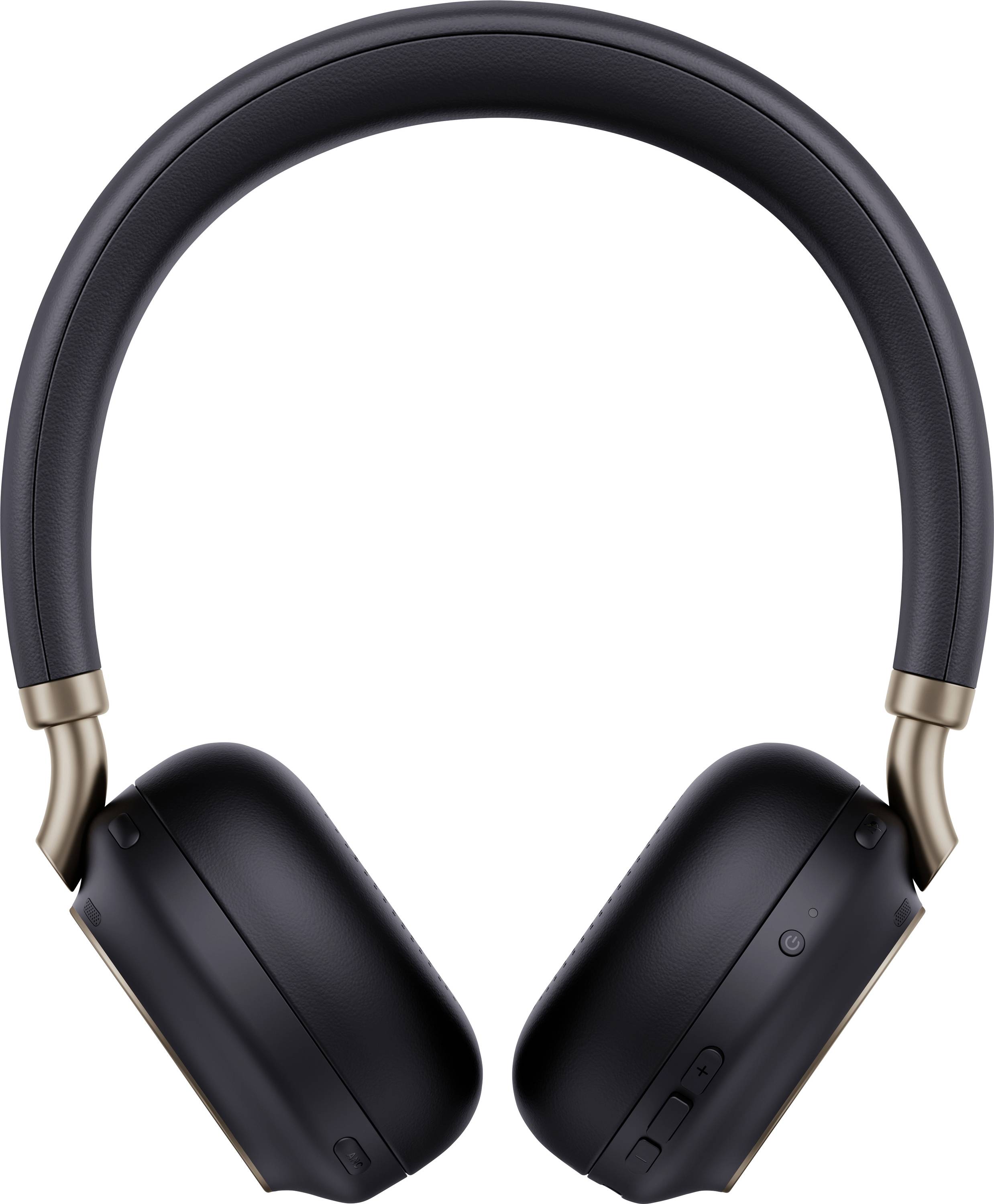 Schwarze Over-Ear-Kopfhörer mit elegantem Design, mit Tasten auf der rechten Ohrmuschel.