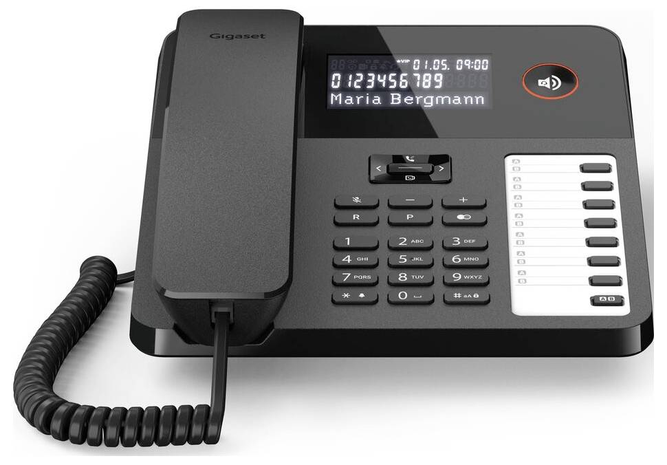 Gigaset DESK 600 Schnurgebundenes Telefon, analog für Hörgeräte kompatibel, Optische Anrufsignalisierung, Wahlwiederholung Schwarz