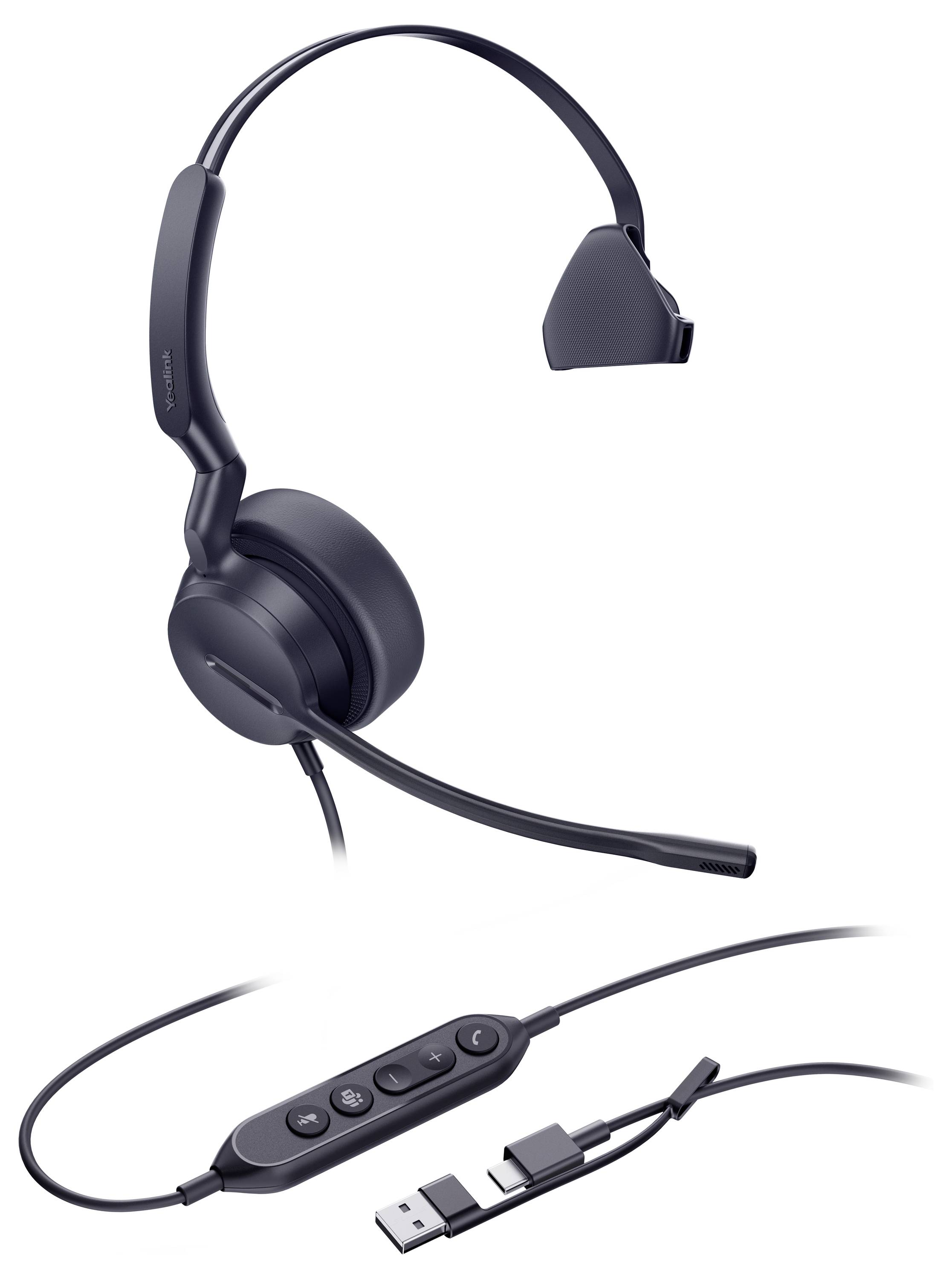 Yealink UH44 Mono Teams USB-C/A On Ear Headset kabelgebunden Schwarz Telefon