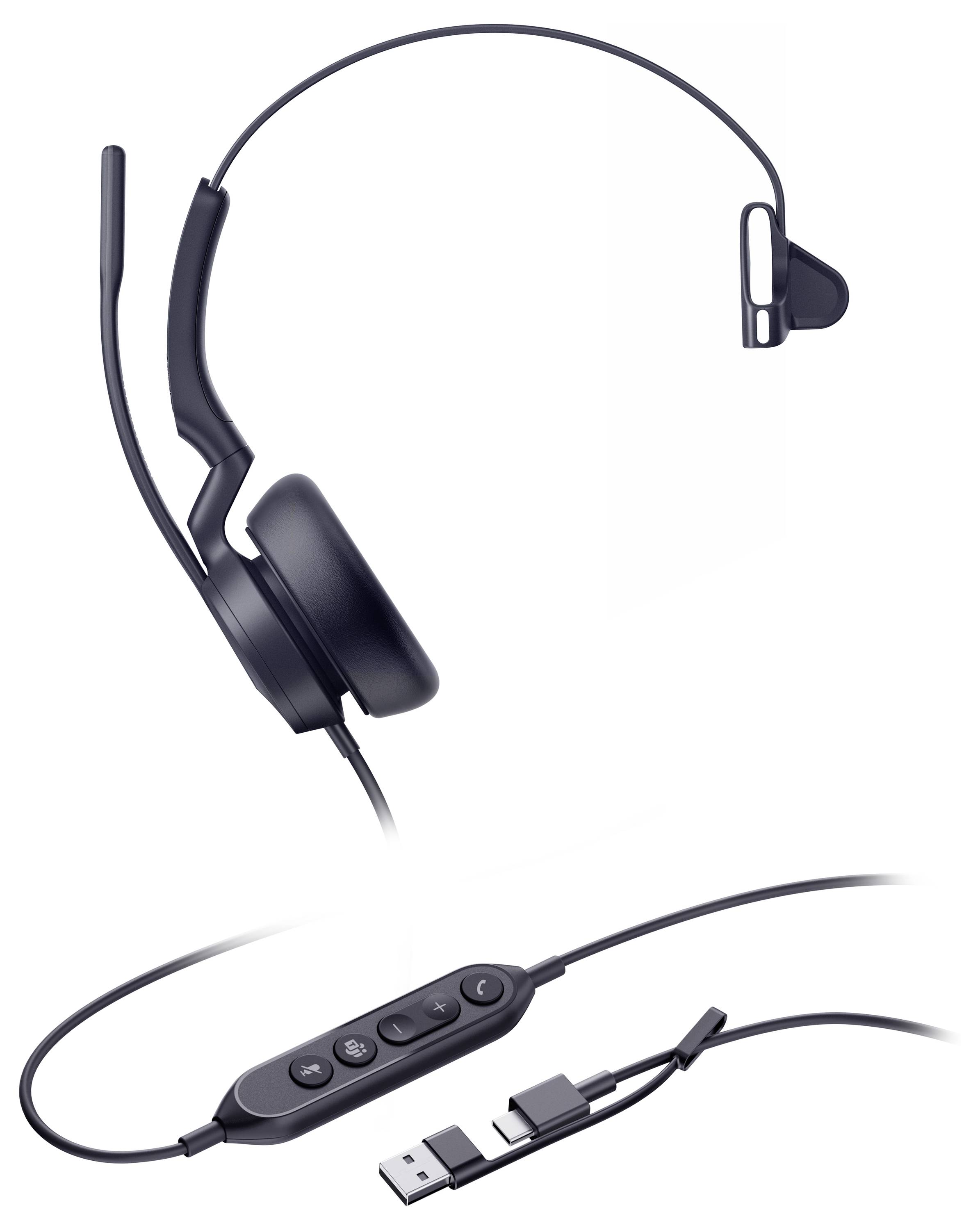 Yealink UH46 Mono Teams USB-C/A On Ear Headset kabelgebunden Schwarz Telefon