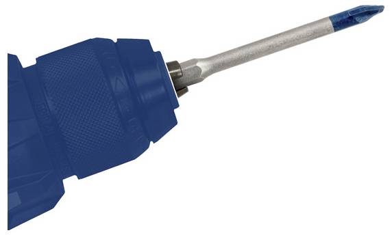 Anzeigekasten mit Bosch Impact Control-Werkzeugbits, mit zehn Paketen und einem Griff zum einfachen Tragen.