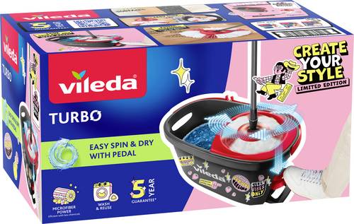 Vileda 183681 Wischmopp-Komplettset TURBO - Cleaning Lover Limited Edition Anthrazit, Rot 1 St.