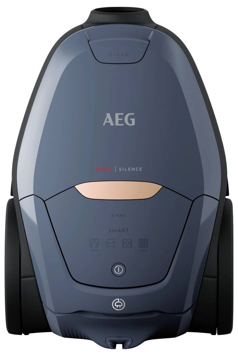 AEG-Staubsauger in Dunkelblau mit dem Label „Ultra Silence