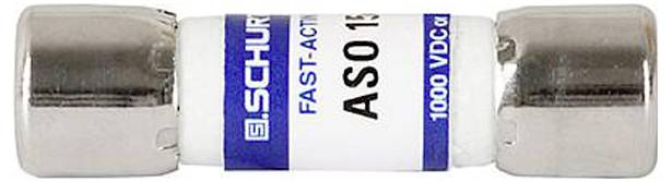 Eine zylindrische Sicherung mit der Bezeichnung „FAST-ACTING ASO 13 1000 VDC