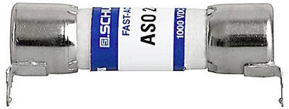 Eine zylindrische elektronische Sicherung mit der Bezeichnung „FAST-ACTING AS02
