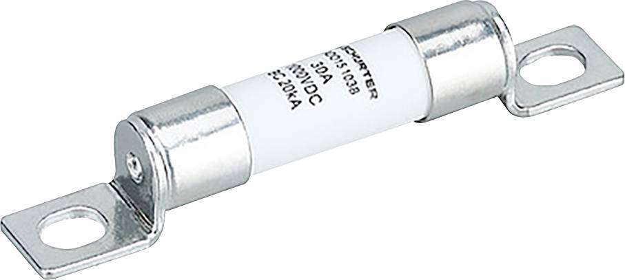 Ein zylindrischer Sicherungsschalter mit Metallendes, gekennzeichnet mit „250V/DC 30A