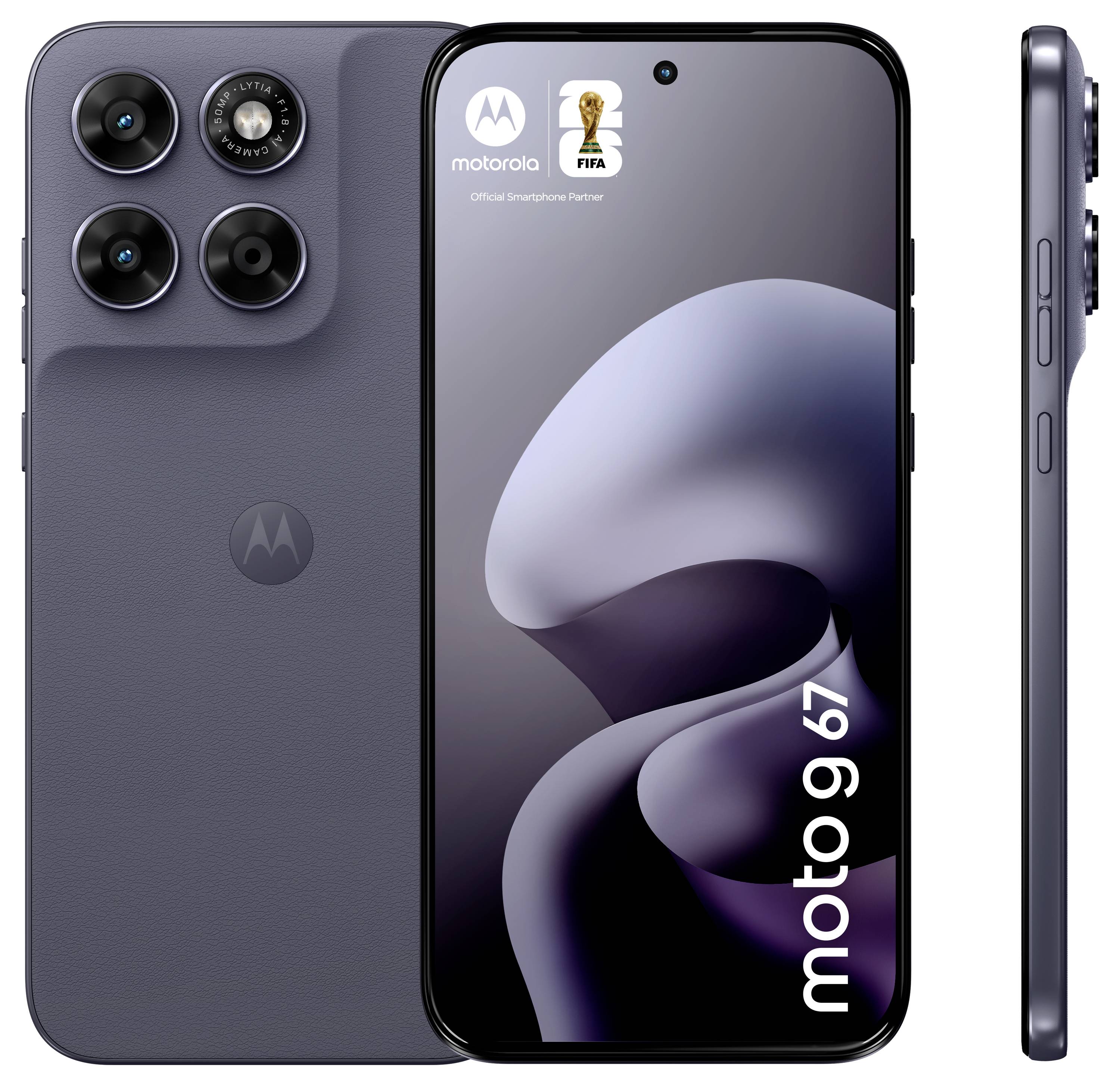 Ein Smartphone zeigt das Modell „moto 9 67