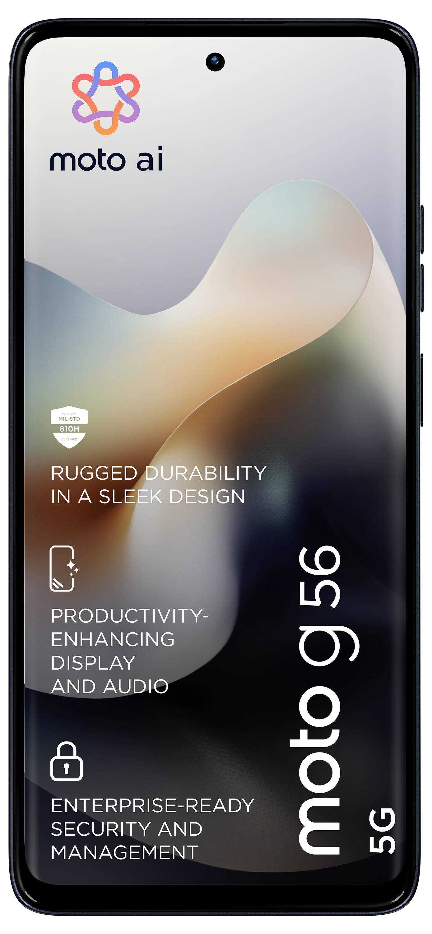 Ein Smartphone-Display mit aufgeführten Funktionen: 