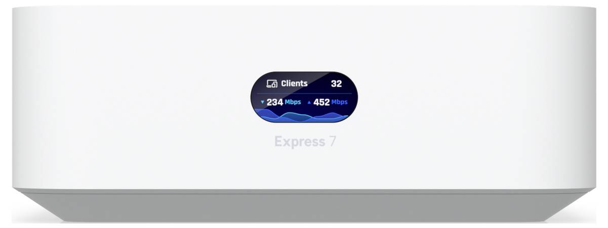 Ein weißes rechteckiges Gerät mit der Bezeichnung „Express 7