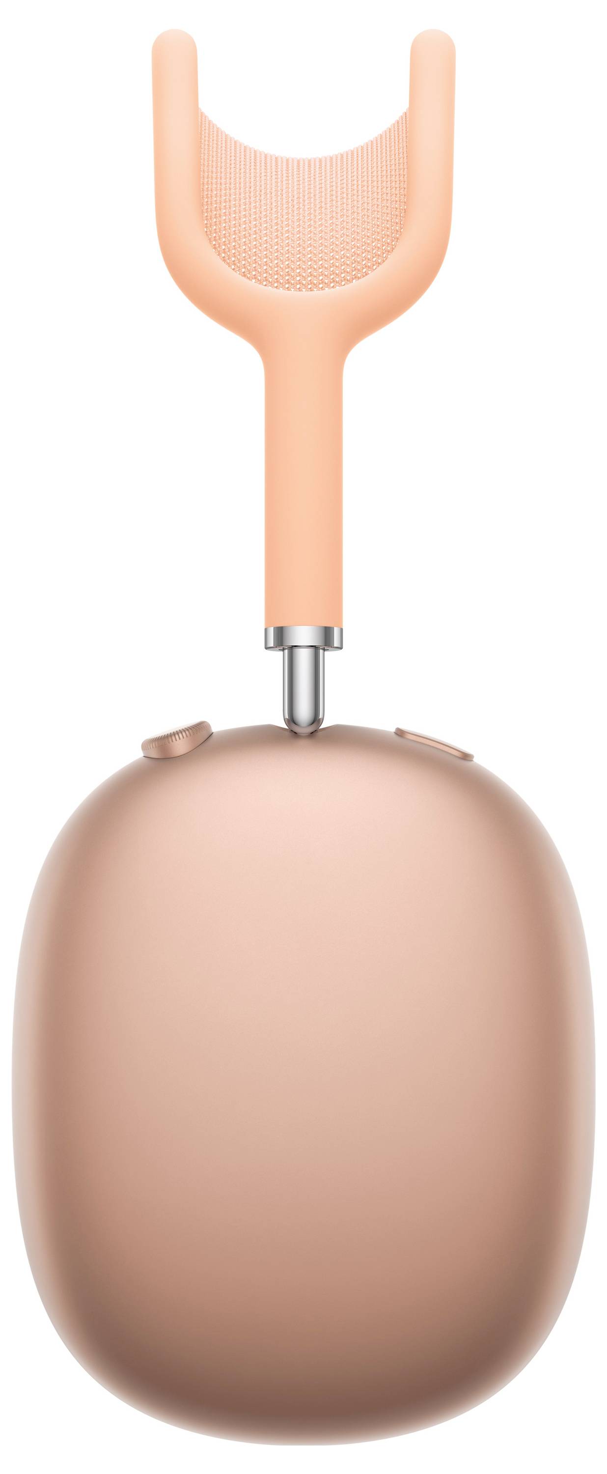 Nahaufnahme von rosa Over-Ear-Kopfhörern, die die Ohrmuschel und einen Teil des Kopfbügels zeigt.
