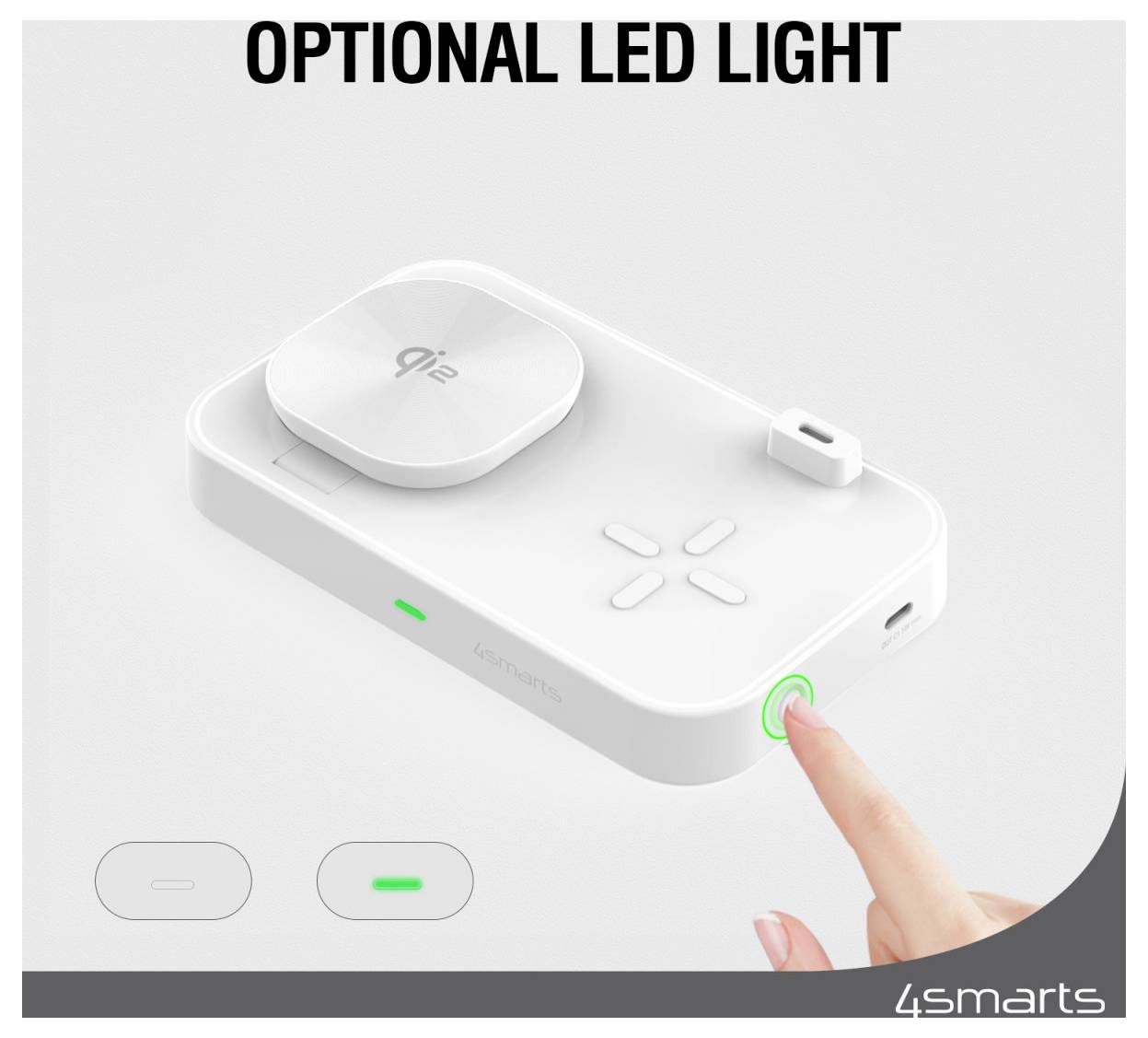 4smarts Trident - Kabelloses Ladegerät - Qi2 + AC-Netzteil - 25 Watt - 1 A - 2 Ausgabeanschlussstellen (24 pin USB-C)