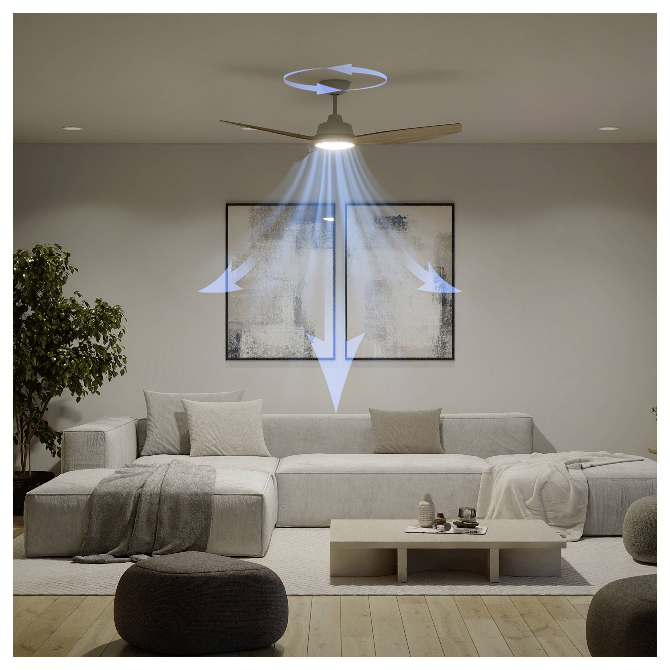 Philips LED Olas Deckenventilator 35 W mit Fernbedienung, Dimmbar