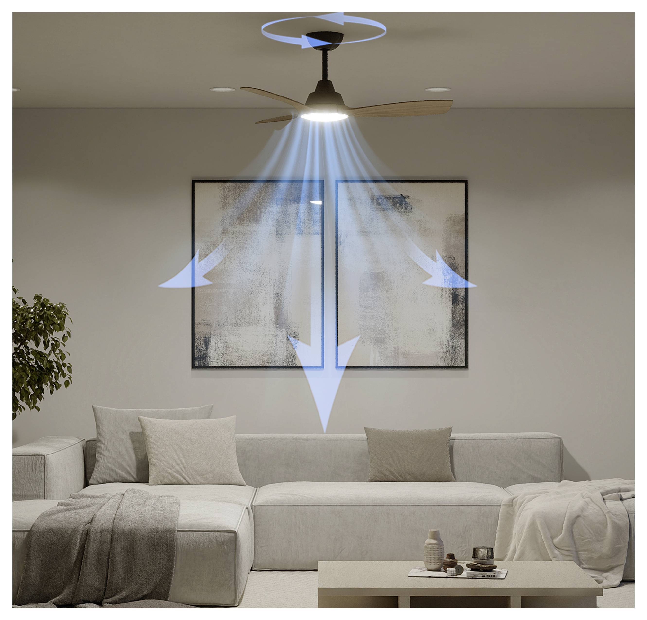 Philips LED Olas Deckenventilator 30 W mit Fernbedienung, Dimmbar