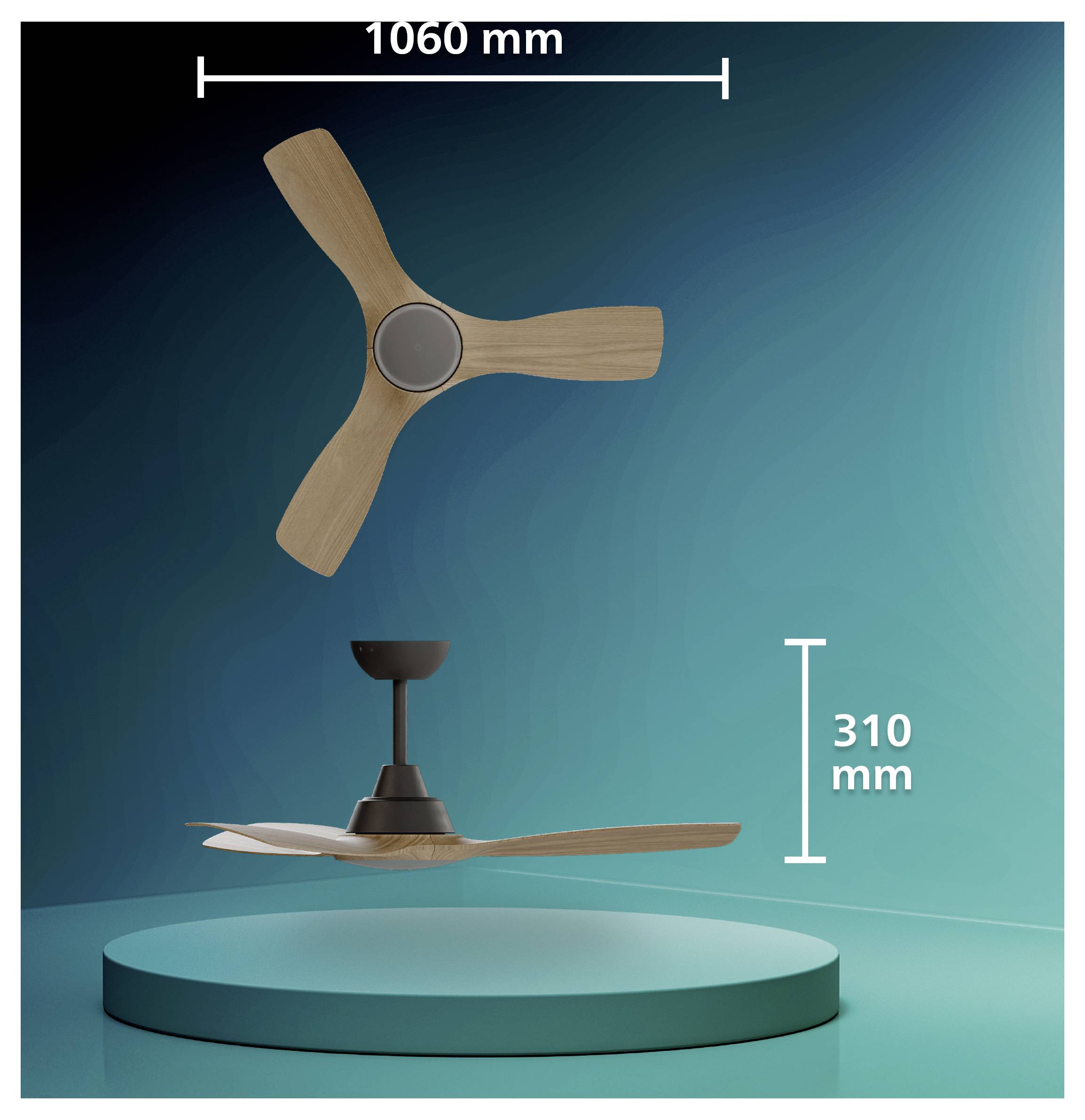 Philips LED Olas Deckenventilator 30 W mit Fernbedienung, Dimmbar