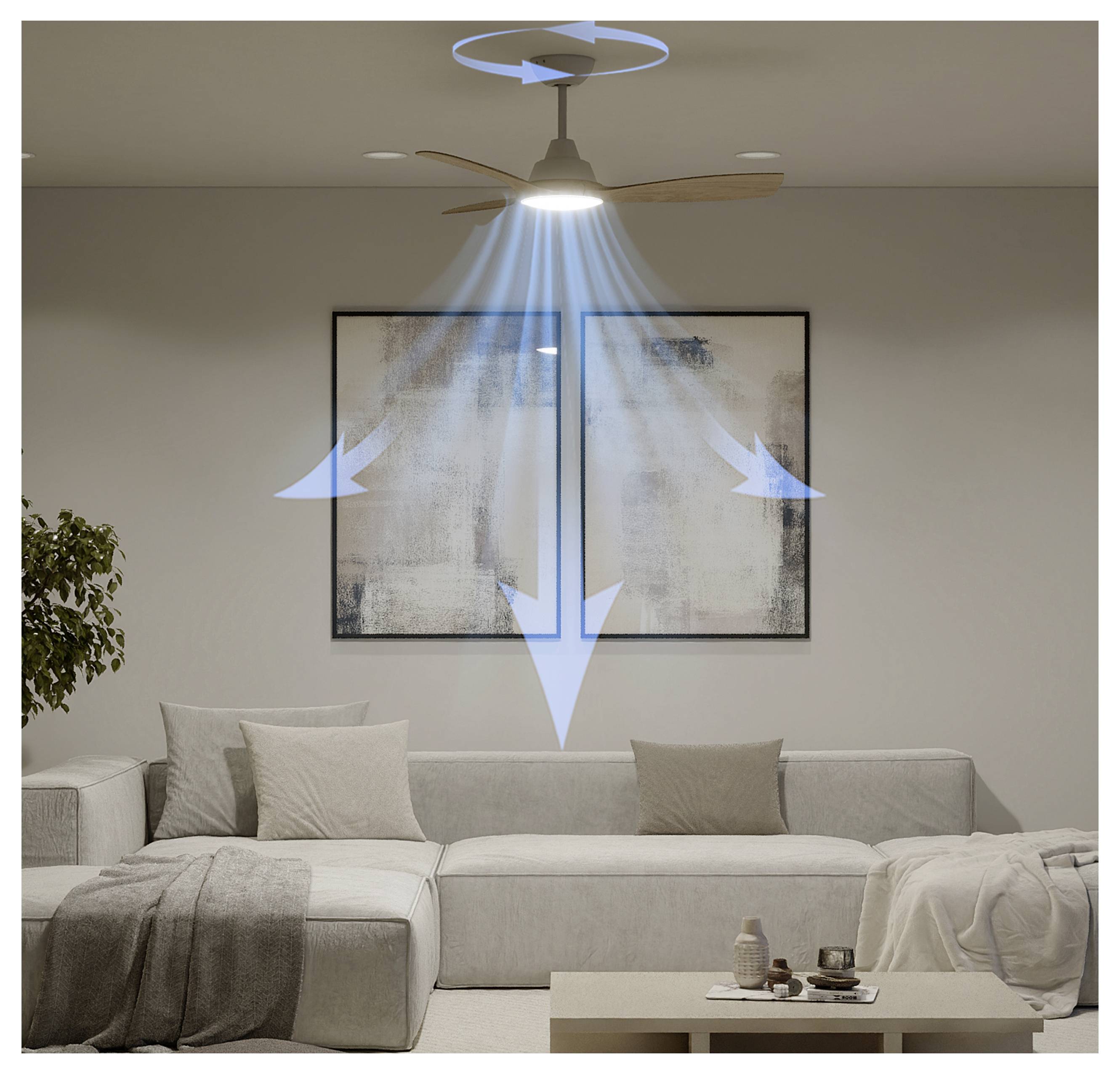 Philips LED Olas Deckenventilator 30 W mit Fernbedienung, Dimmbar