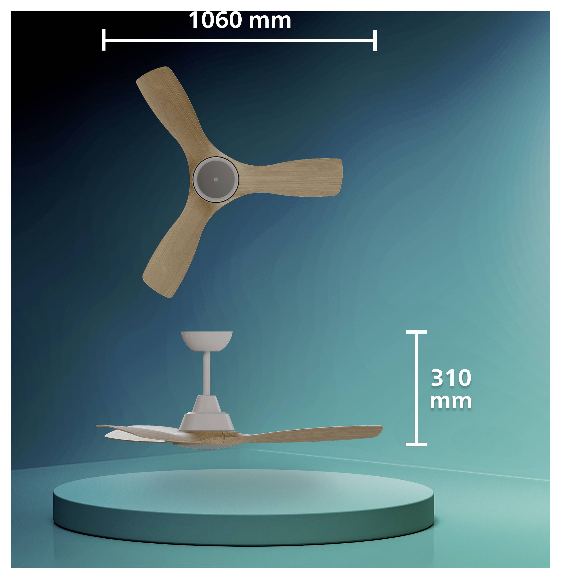 Philips LED Olas Deckenventilator 30W mit Fernbedienung, Dimmbar