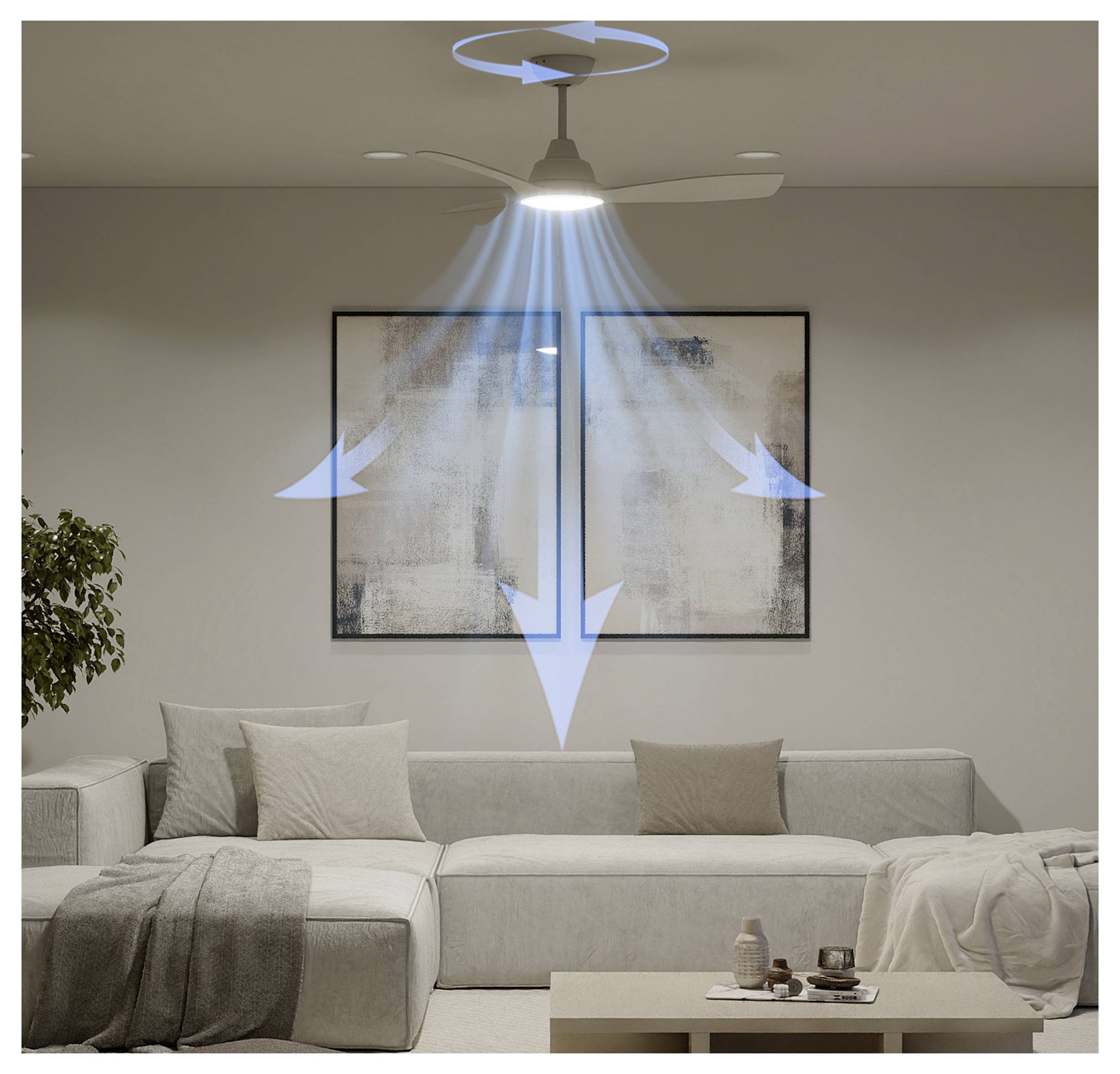 Philips LED Olas Deckenventilator 30W mit Fernbedienung, Dimmbar