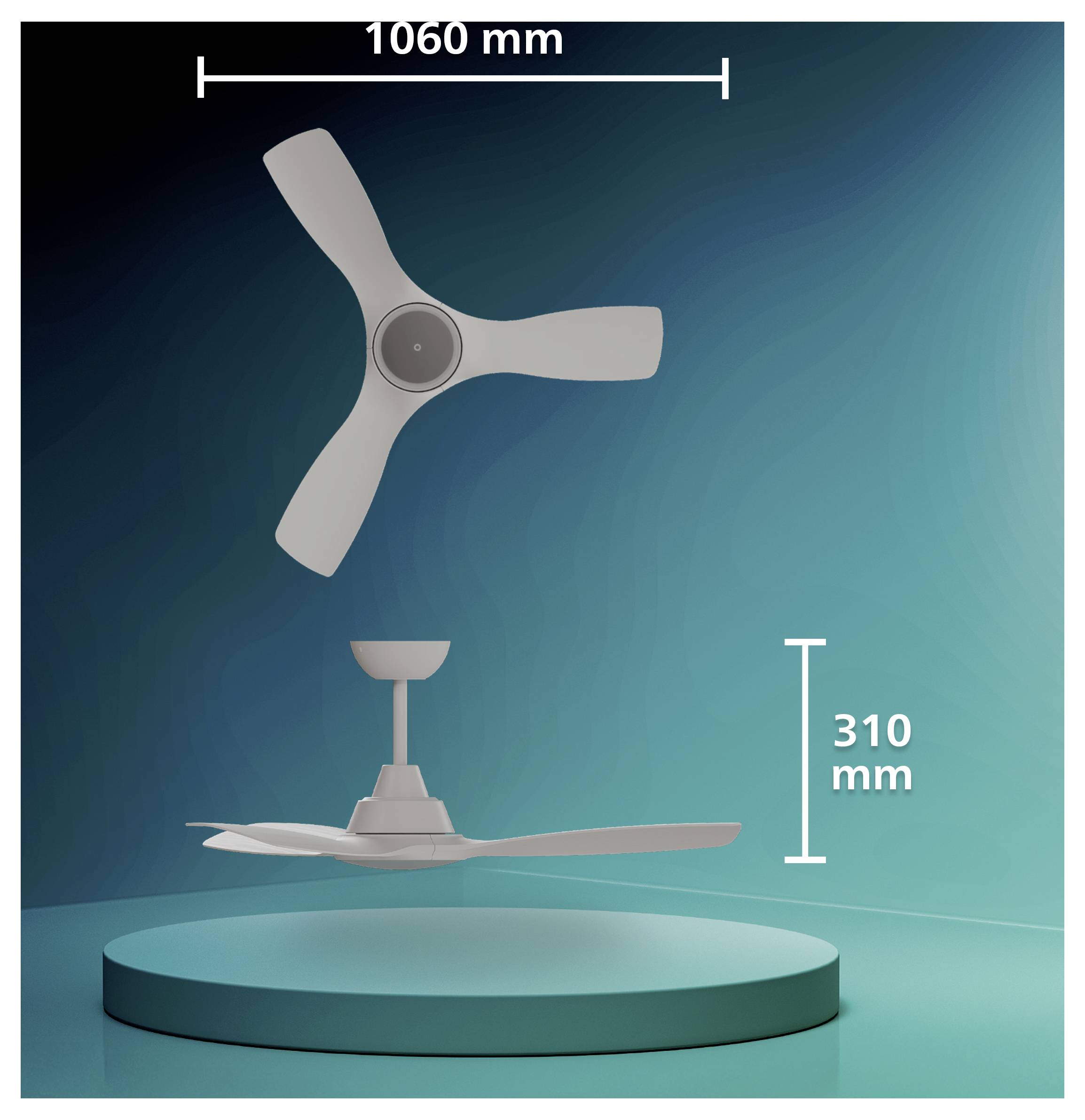 Philips LED Olas Deckenventilator 30W mit Fernbedienung, Dimmbar