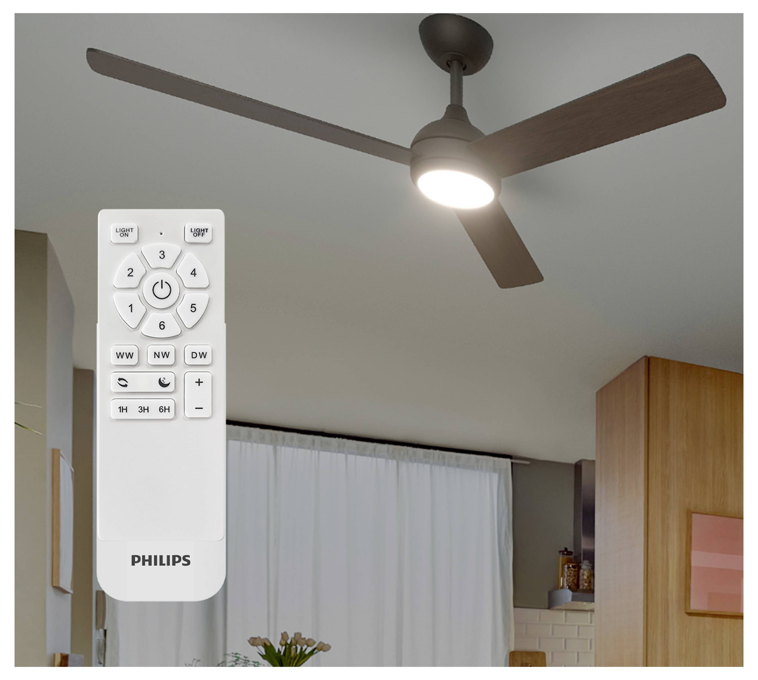 Philips LED Civx Deckenventilator 32W mit Fernbedienung, Dimmbar