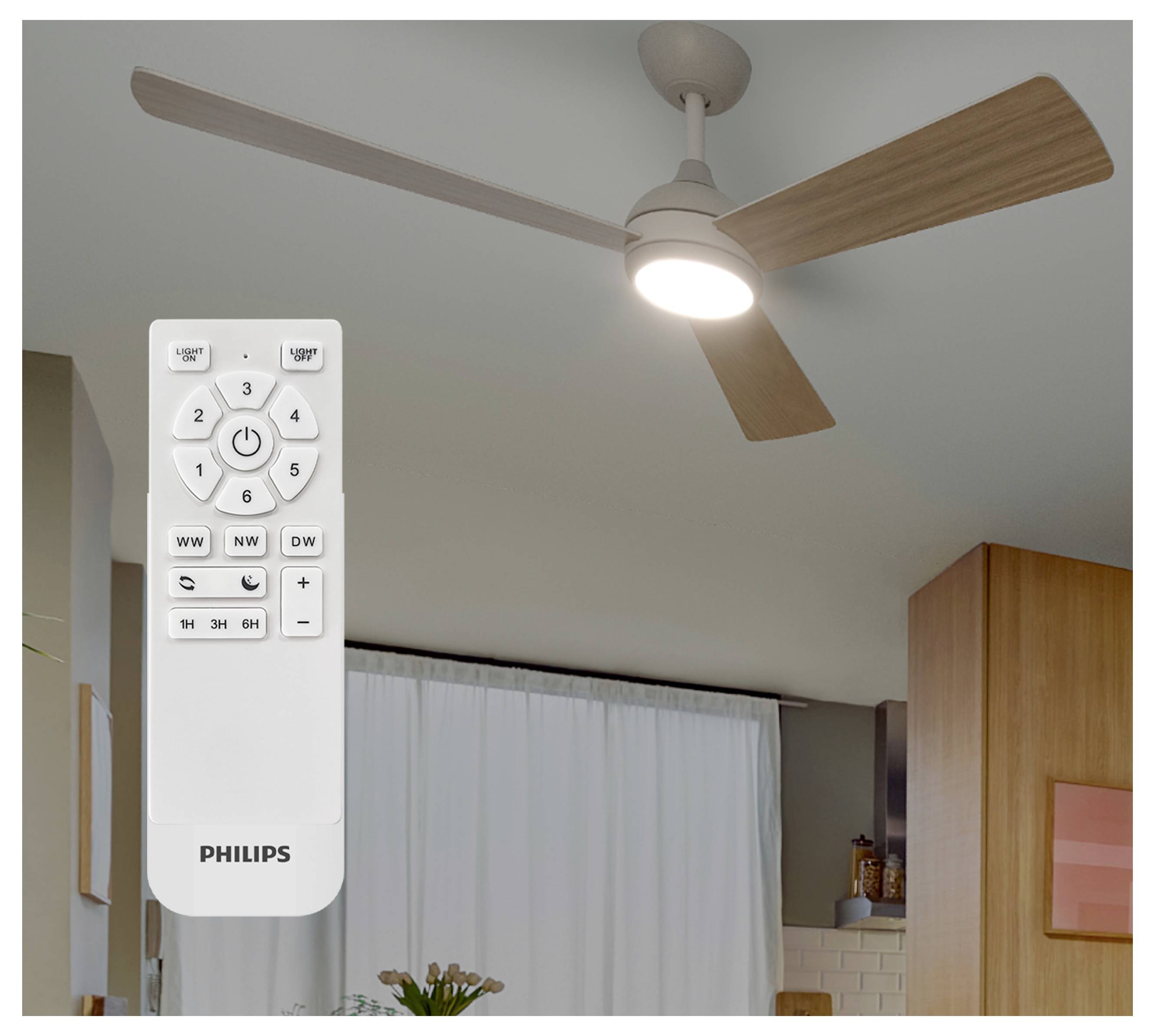 Philips LED Civx Deckenventilator 32 W mit Fernbedienung, Dimmbar