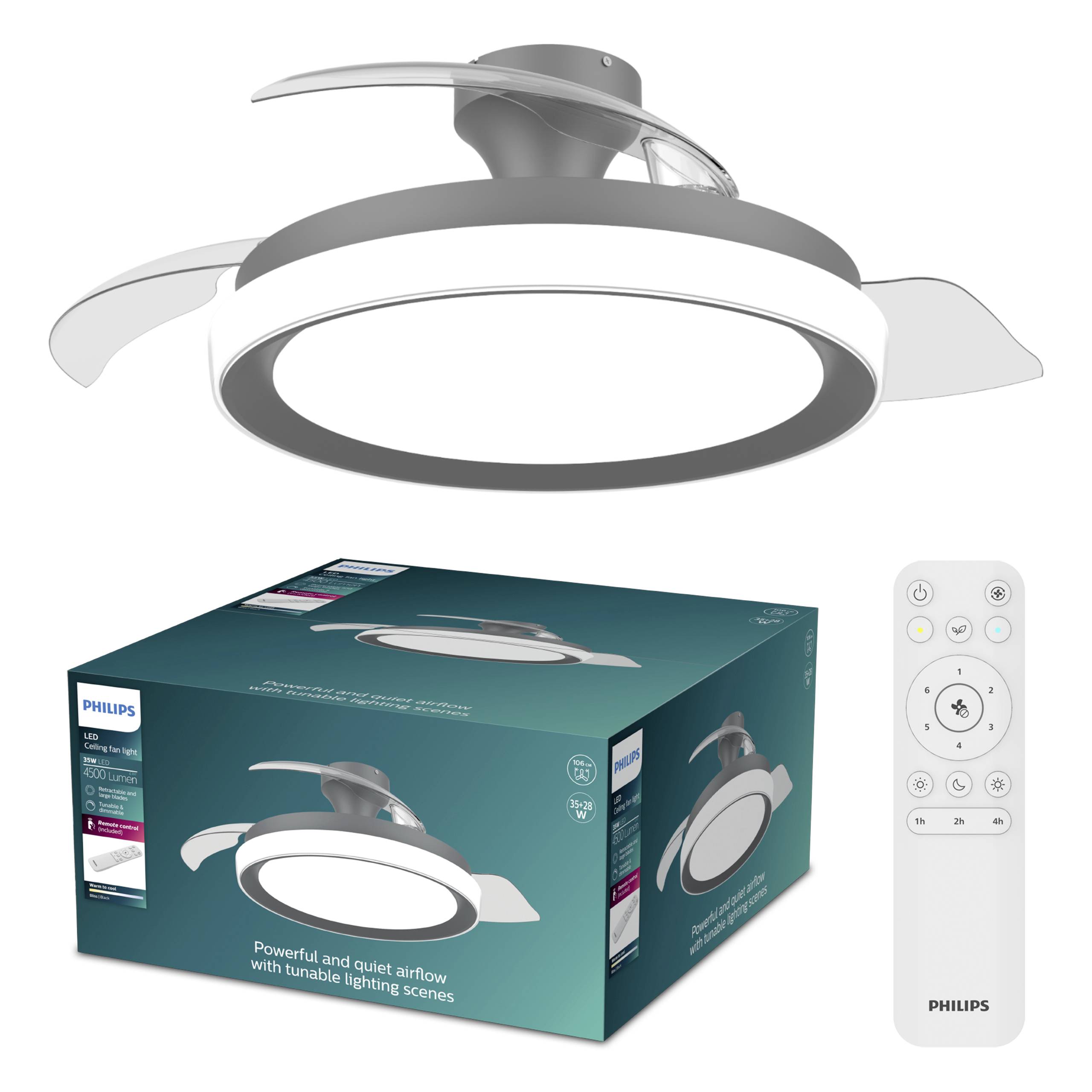 Philips LED Bliss Deckenventilator 28W mit Fernbedienung, Dimmbar