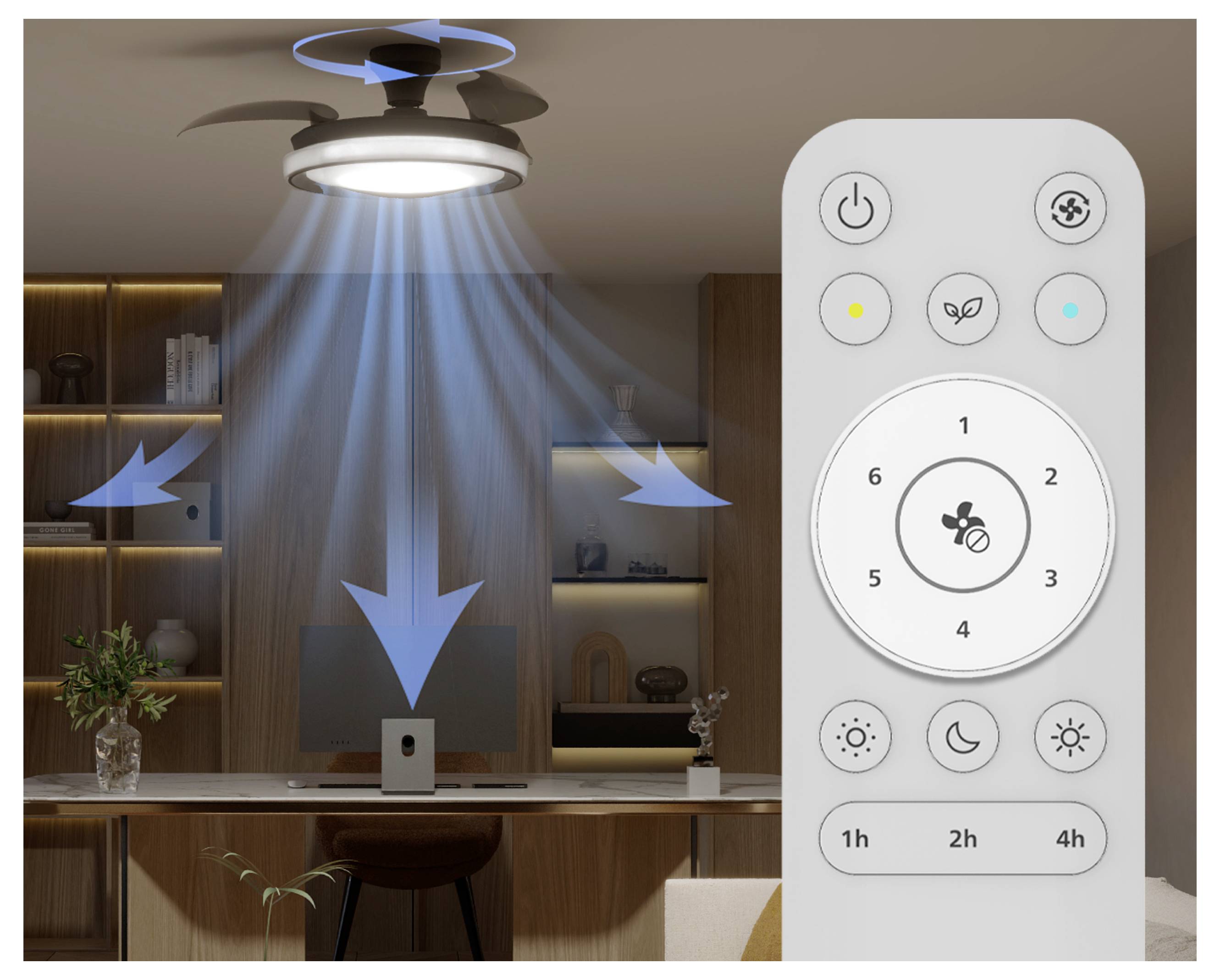 Philips LED Bliss Deckenventilator 28 W mit Fernbedienung, Dimmbar