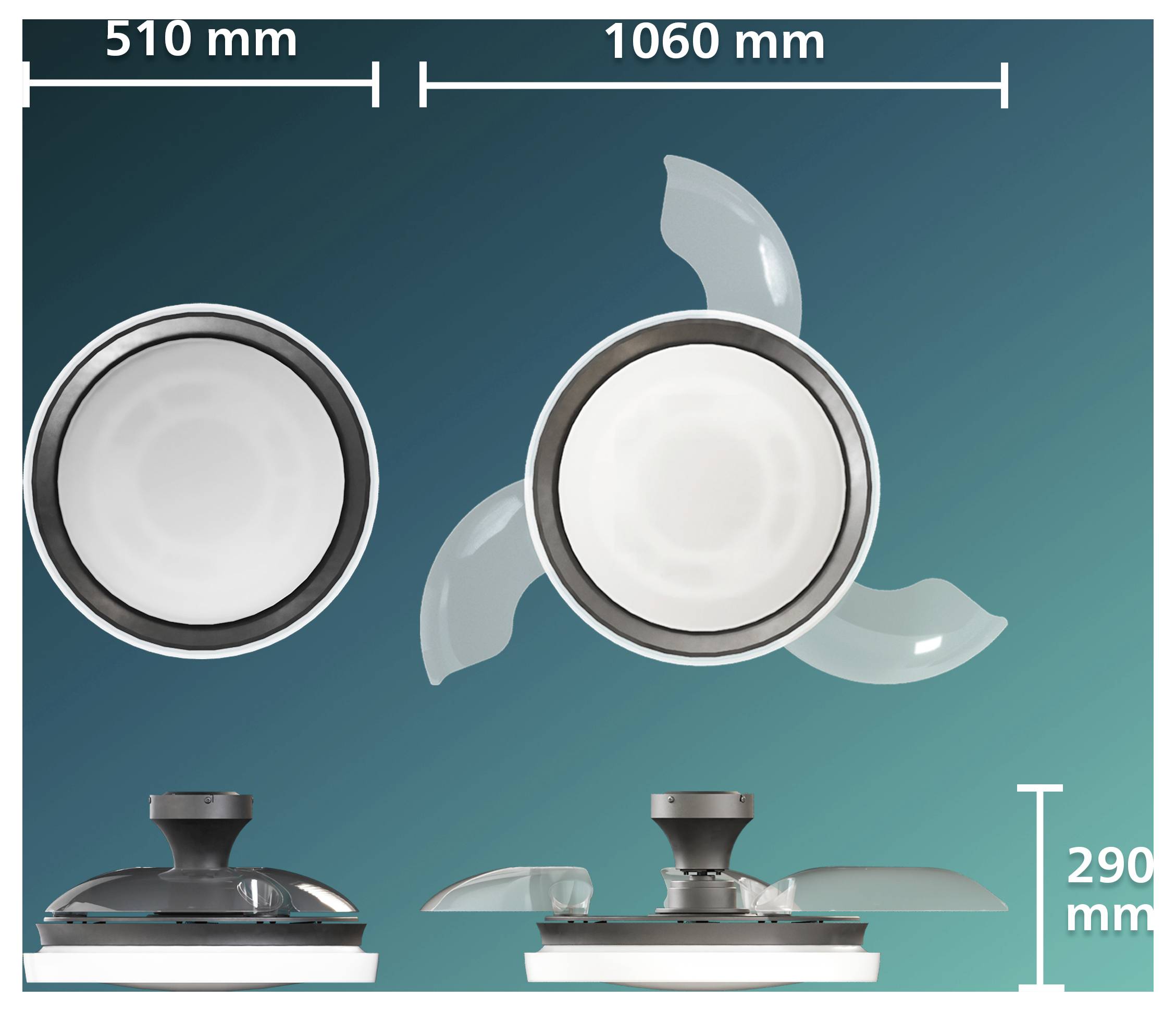 Philips LED Bliss Deckenventilator 28 W mit Fernbedienung, Dimmbar