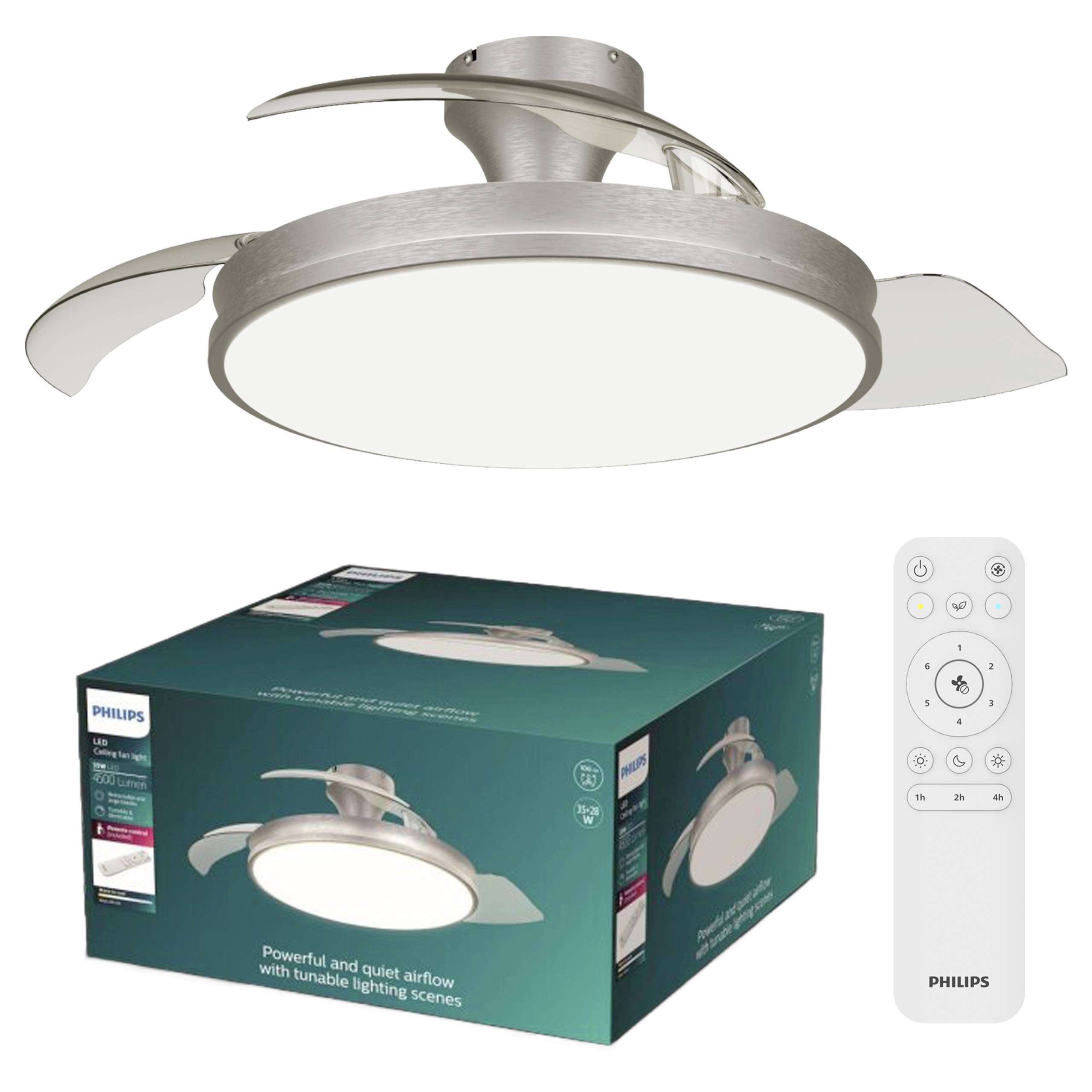Philips LED Atlas Deckenventilator 28W mit Fernbedienung, Dimmbar