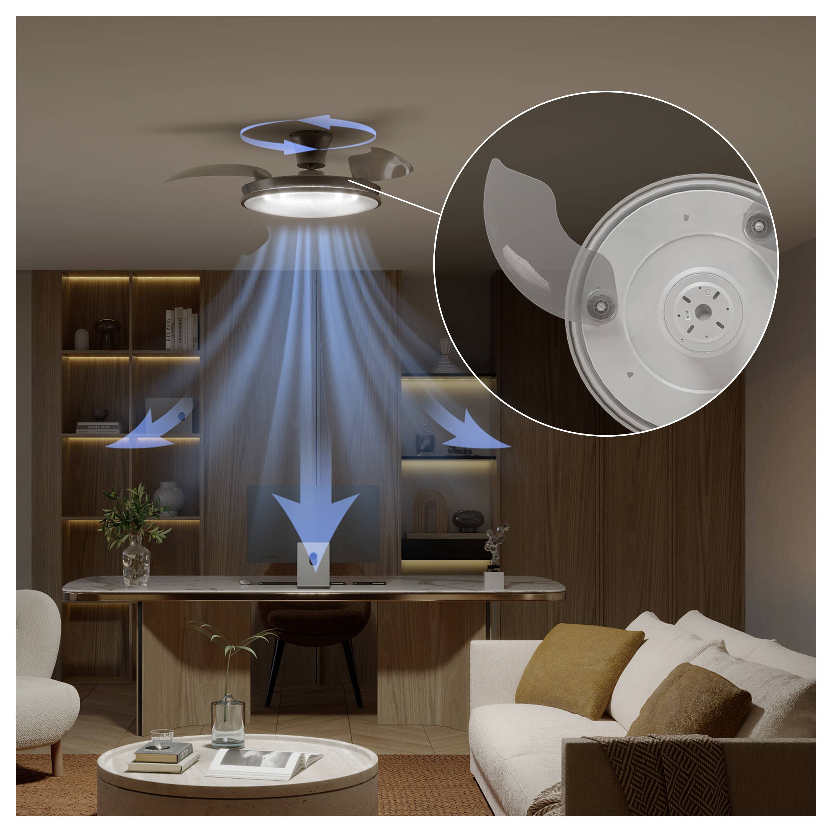 Philips LED Atlas Deckenventilator 28 W mit Fernbedienung, Dimmbar
