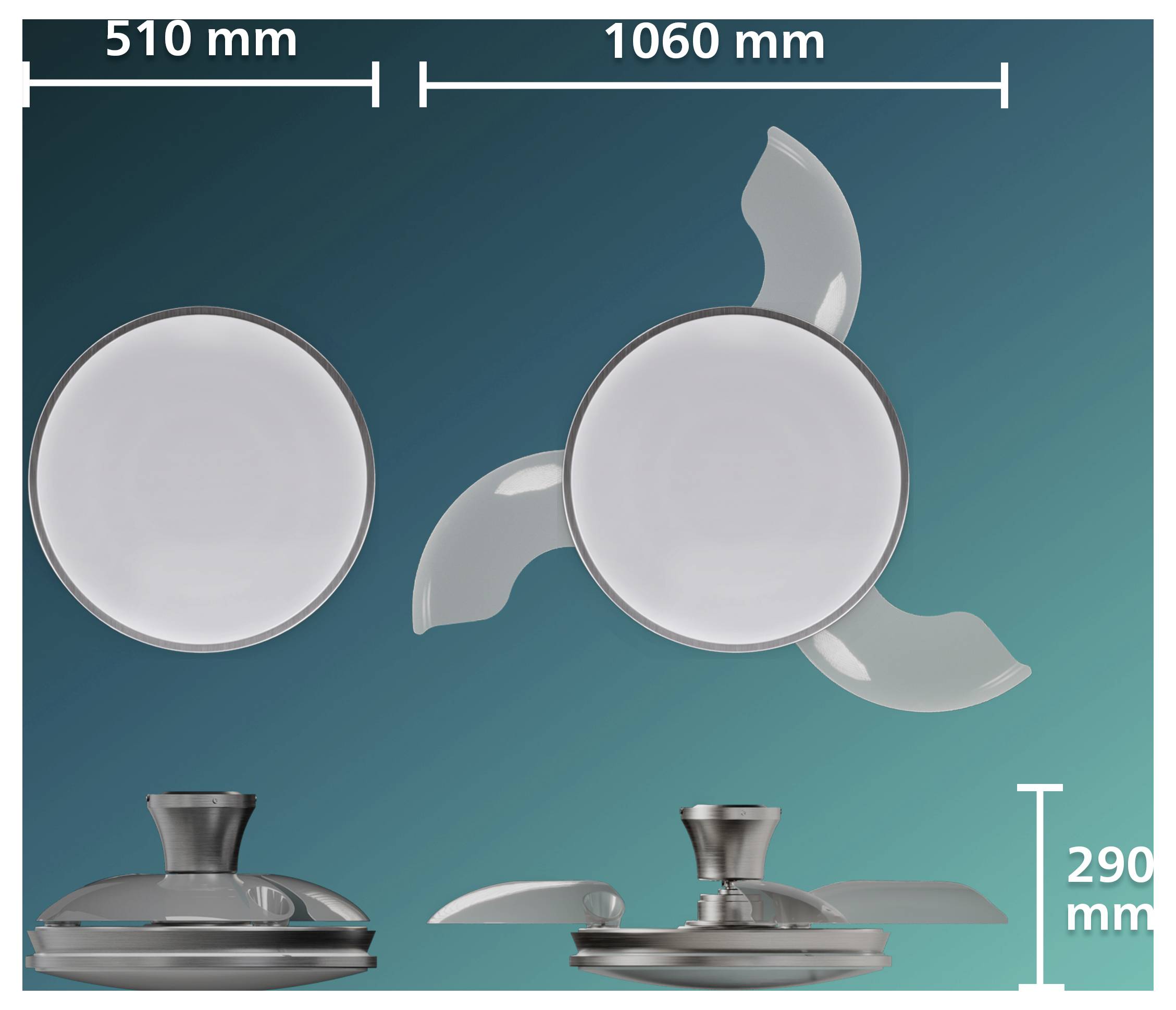 Philips LED Atlas Deckenventilator 28 W mit Fernbedienung, Dimmbar
