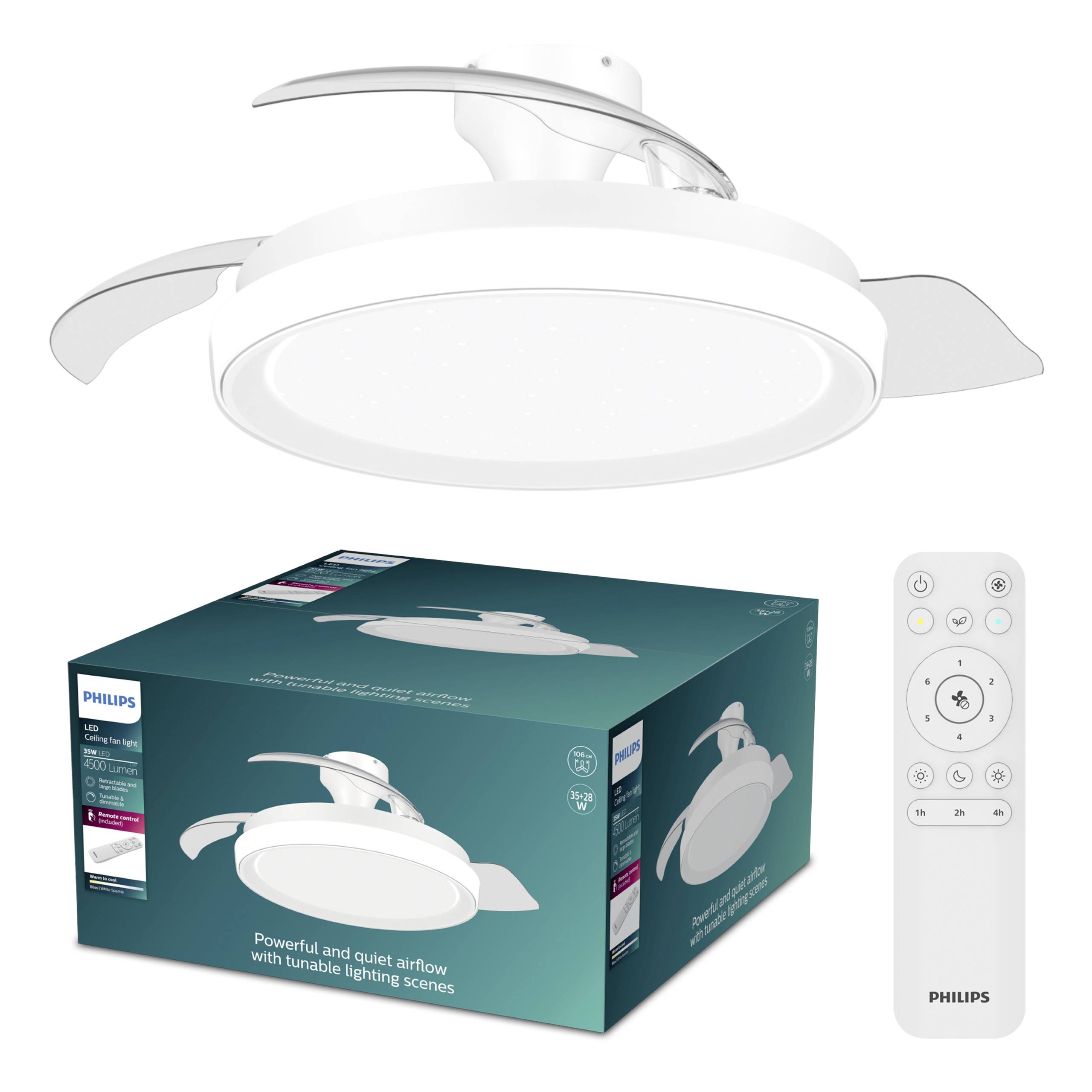 Philips LED Bliss Deckenventilator 28W mit Fernbedienung, Dimmbar