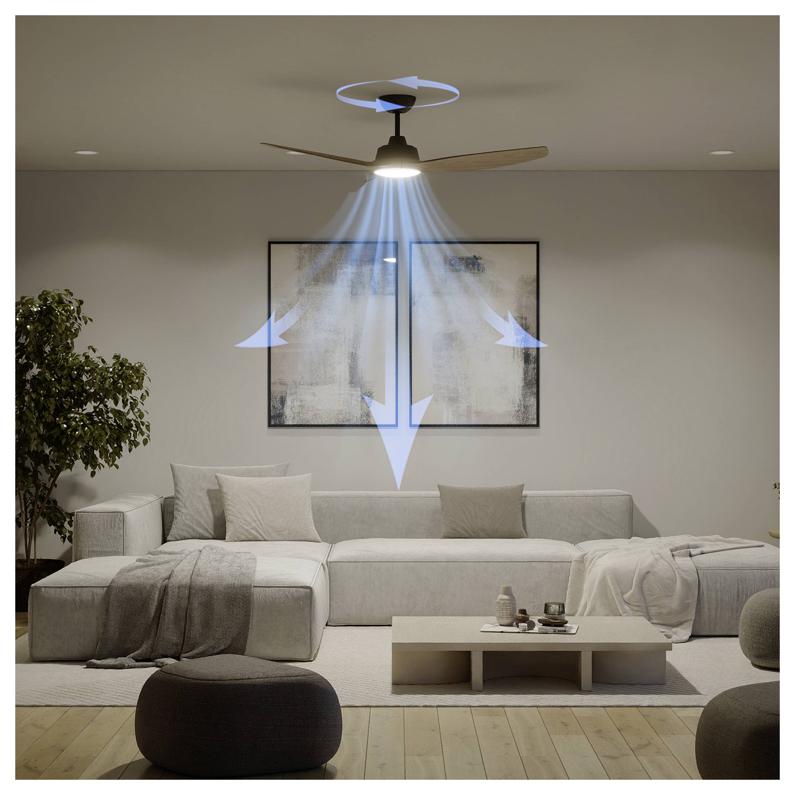 Philips LED Olas Deckenventilator 35W mit Fernbedienung, Dimmbar