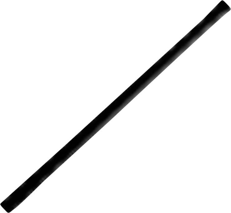 Schwarzer diagonaler Stab oder Stock auf weißem Hintergrund.
