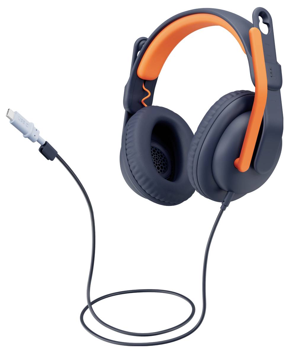 Schwarze und orange Over-Ear-Gaming-Headset mit abnehmbarem Kabel auf weißem Hintergrund gezeigt.
