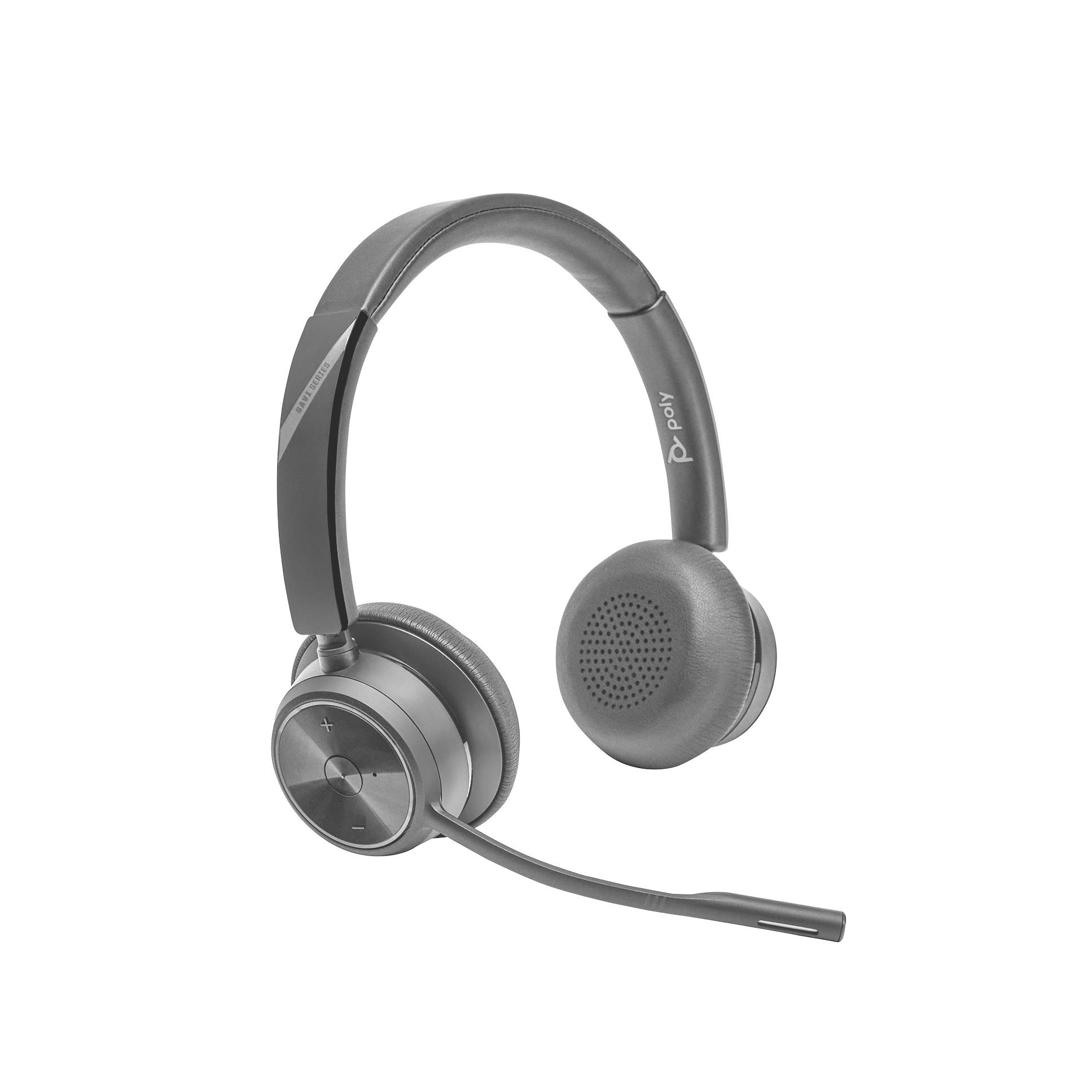 Kabelloses Over-Ear-Headset mit Boom-Mikrofon, dargestellt auf weißem Hintergrund.