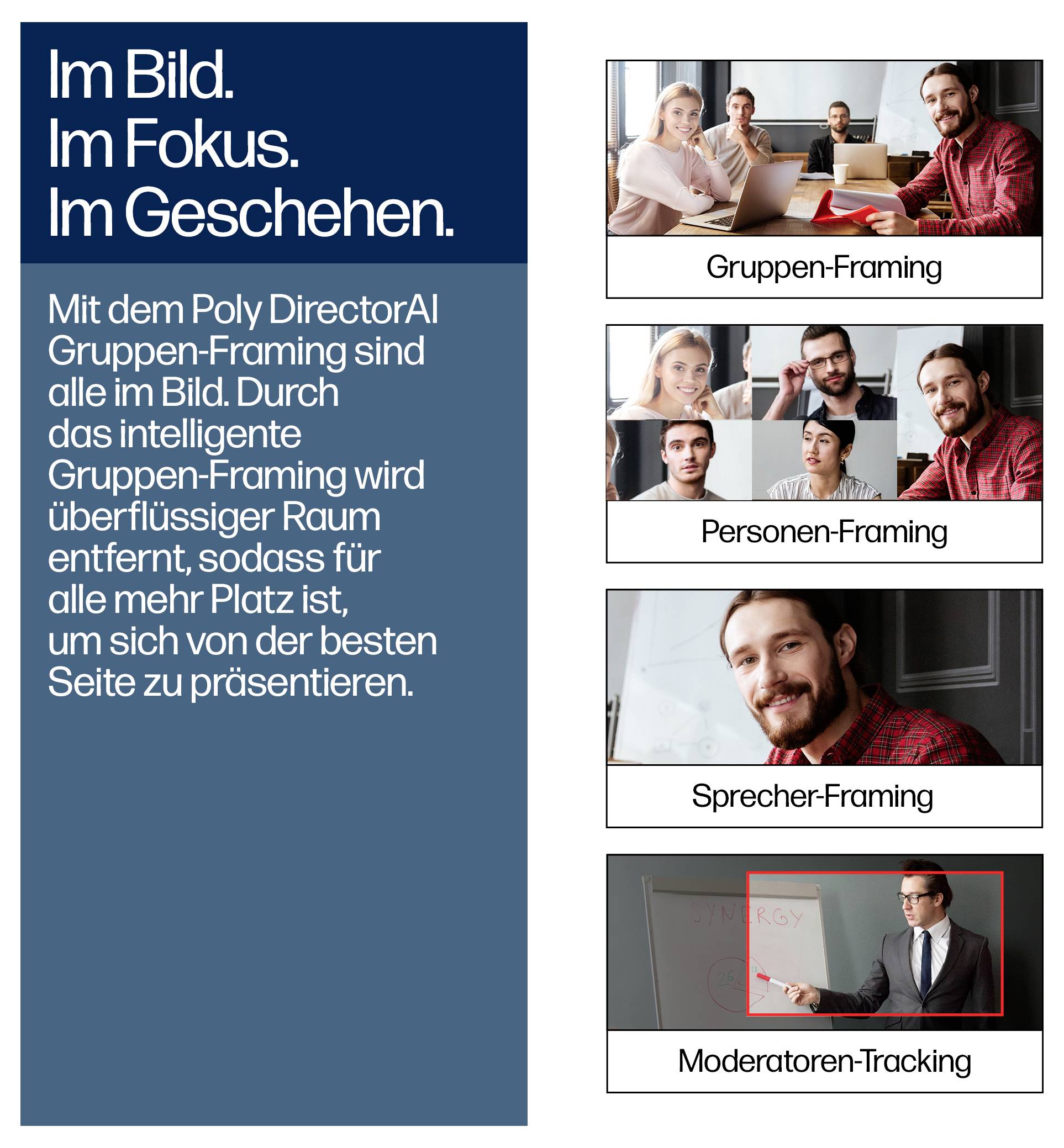 HP - Poly Studio E60 - Konferenzkamera - PTZ - Farbe - 2 x 8 MP - 3840 x 2160 - 4K UHD (3840 x 2160)
