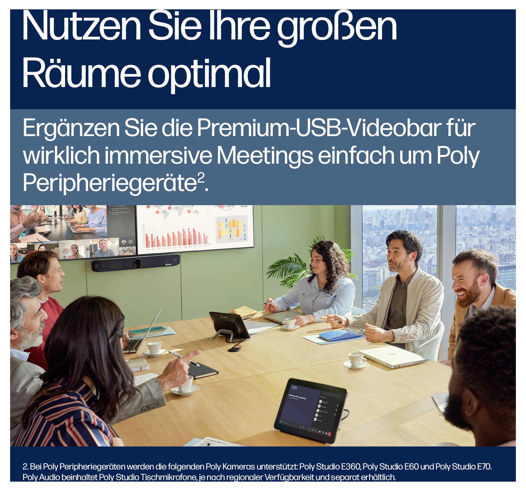 HP Poly V72 UVB Video Bar Modulares 4K-Videokonferenzsystem 3840 x 2160 Pixel
