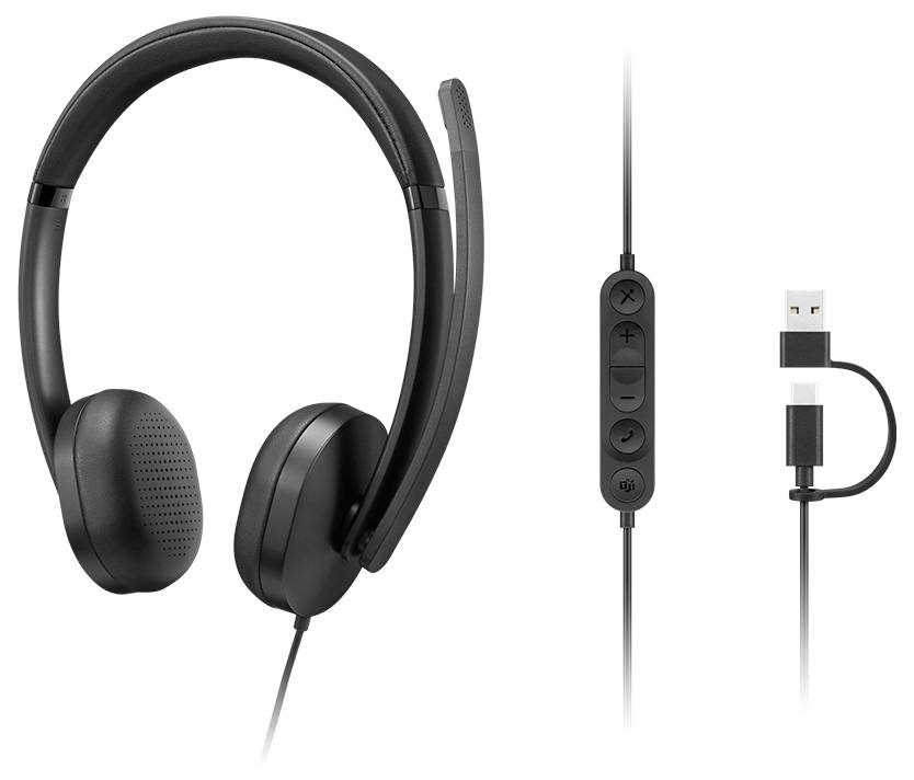 Lenovo VoIP Headset 5000 Kopfhörer Kabelgebunden Kopfband Büro/Callcenter USB Typ-C Schwarz