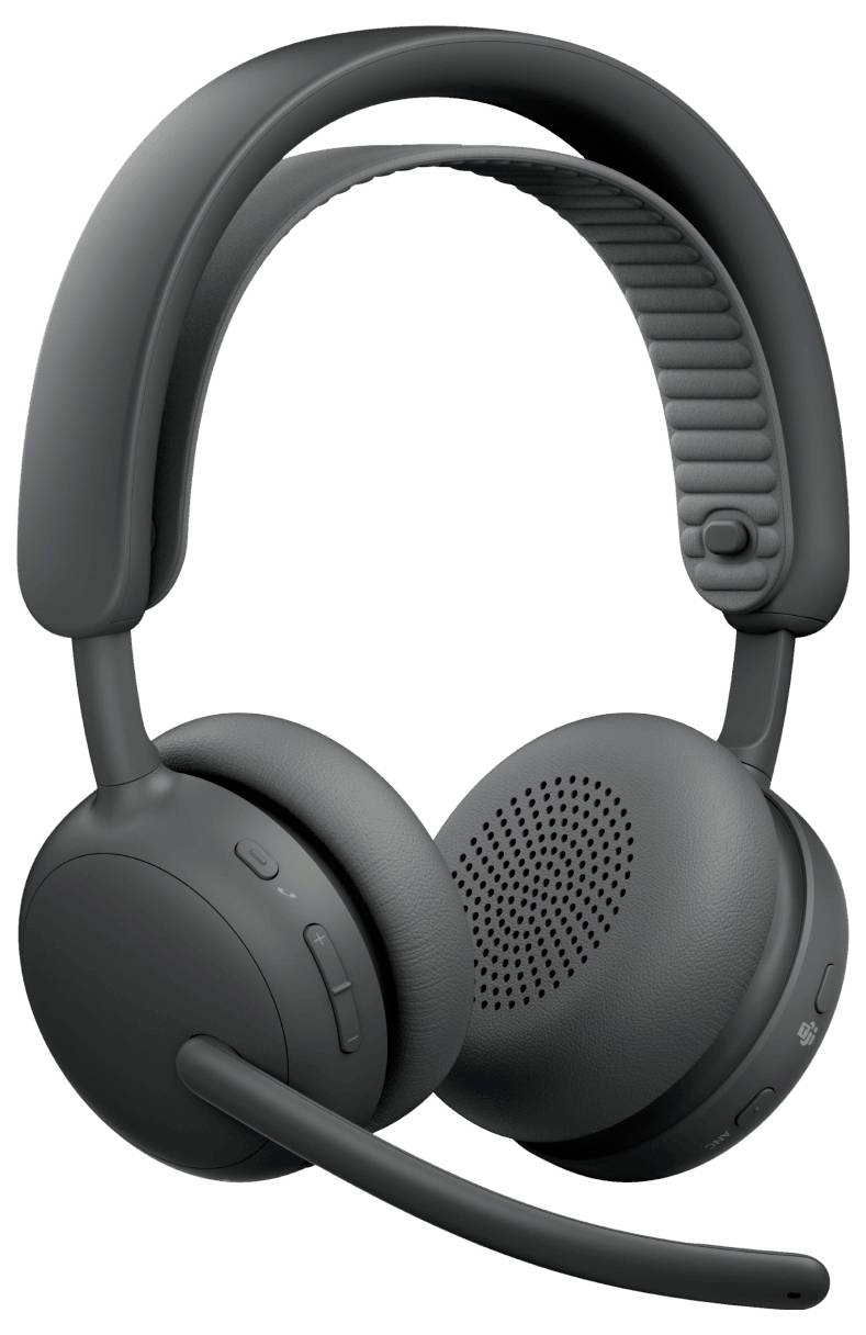 Schwarzes Over-Ear-Funkheadset mit Boom-Mikrofon für Anrufe und Audio