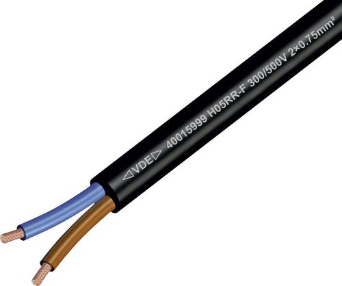 TRU COMPONENTS TC-14962180 Gummischlauchleitung H05RR-F 2 x 0.75 mm² Schwarz Meterware